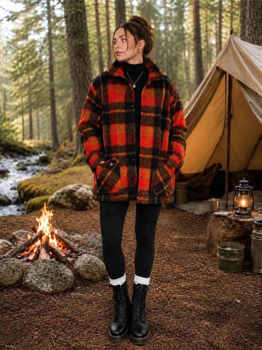 Vintage Canadian Camper Coat Buffalo Plaid Wool Blend Jacket | Made in Canada